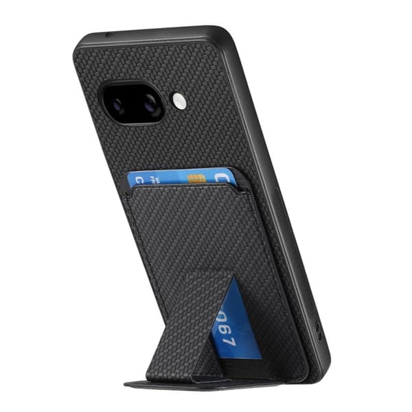 Google Pixel 9a Skal Korthållare Kickstand Kolfiber Textur