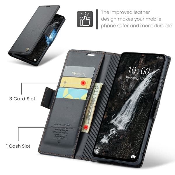 CASEME Xiaomi Redmi Note 14 5G Fodral RFID Läder Svart
