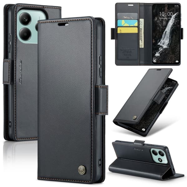CASEME Xiaomi Redmi Note 14 5G Fodral RFID Läder Svart
