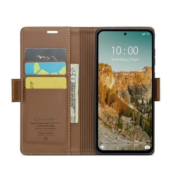 CASEME Xiaomi Redmi Note 14 5G Fodral RFID Läder Brun