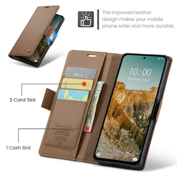 CASEME Xiaomi Redmi Note 14 5G Fodral RFID Läder Brun