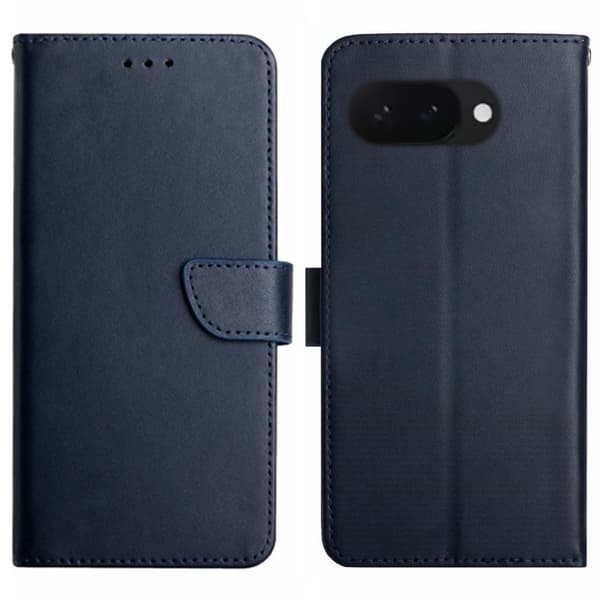 Google Pixel 9a Fodral Äkta Läder Mörk Blå