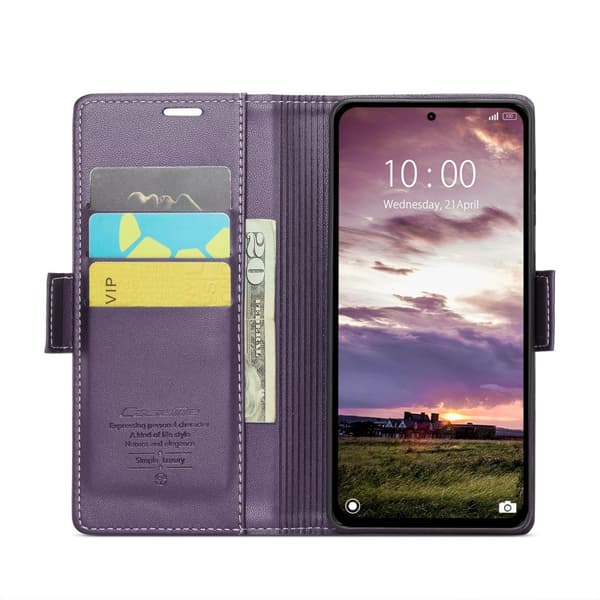 CASEME Xiaomi Redmi Note 14 5G Fodral RFID Läder Lila