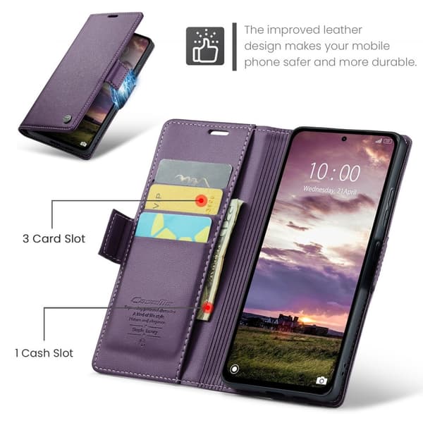 CASEME Xiaomi Redmi Note 14 5G Fodral RFID Läder Lila