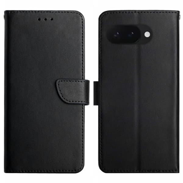 Google Pixel 9a Fodral Äkta Läder Svart