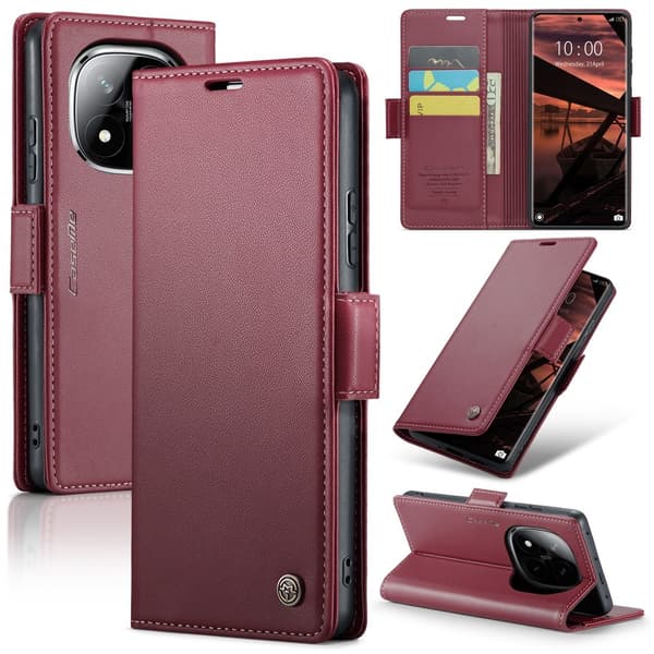 CASEME Redmi Note 14 Pro/Pro Plus 5G Fodral RFID Läder Röd