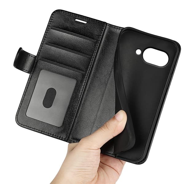 Google Pixel 9a Fodral Crazy Horse Läder Svart