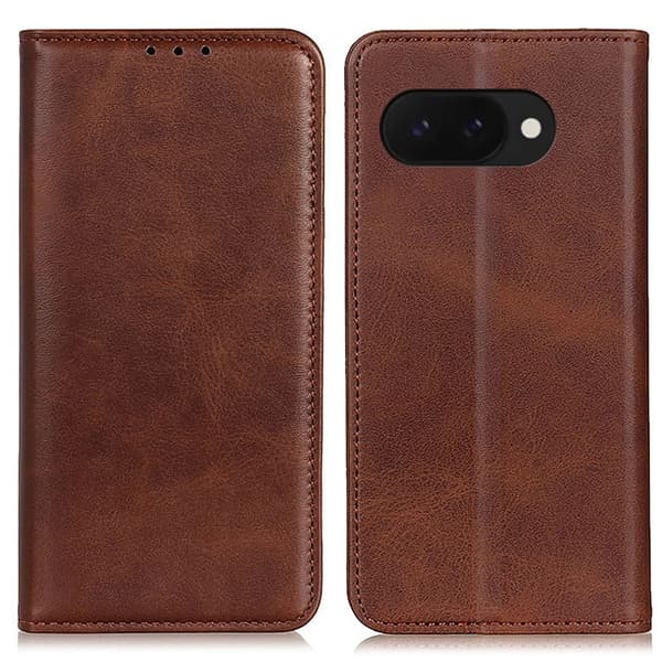 Google Pixel 9a Fodral Flip Split Läder Brun