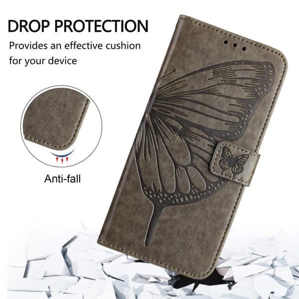 Google Pixel 9a Fodral Fjäril Tryck Grå