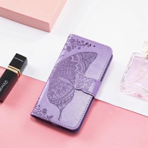 iPhone 16e Fodral Med Fjäril Tryck Lila