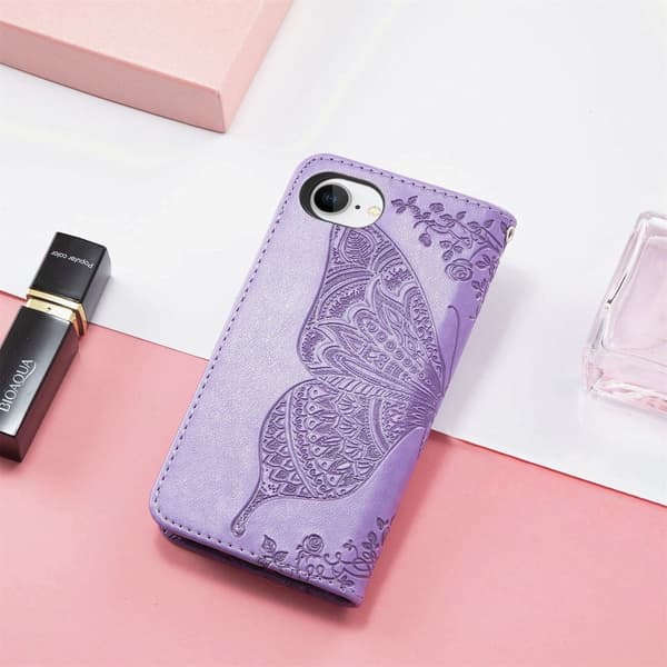 iPhone 16e Fodral Med Fjäril Tryck Lila