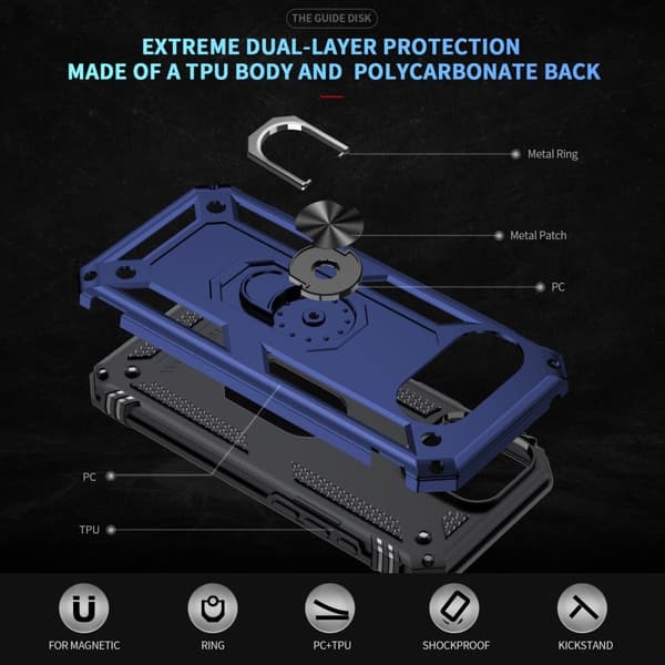 Google Pixel 9a Skal Shockproof Hybrid Ring Blå