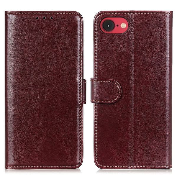 iPhone 16e Fodral Crazy Horse Läder Brun