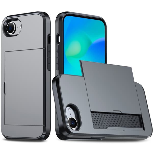 iPhone 16e Skal Hybrid Med Kortfack Grå