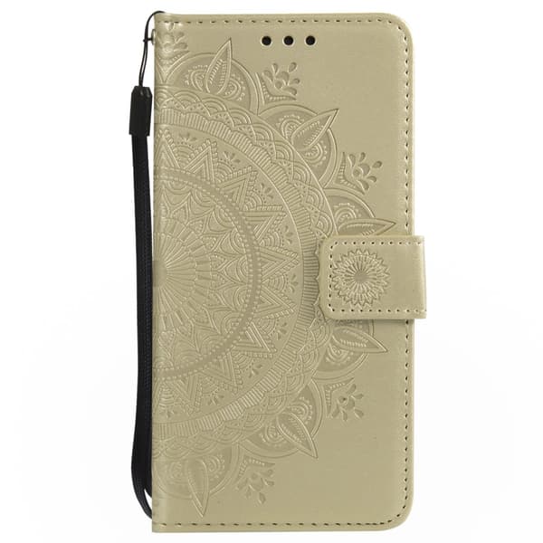 iPhone 16e Fodral Mandala Läder Guld