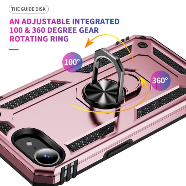 iPhone 16e Skal Shockproof Hybrid Ring Roséguld