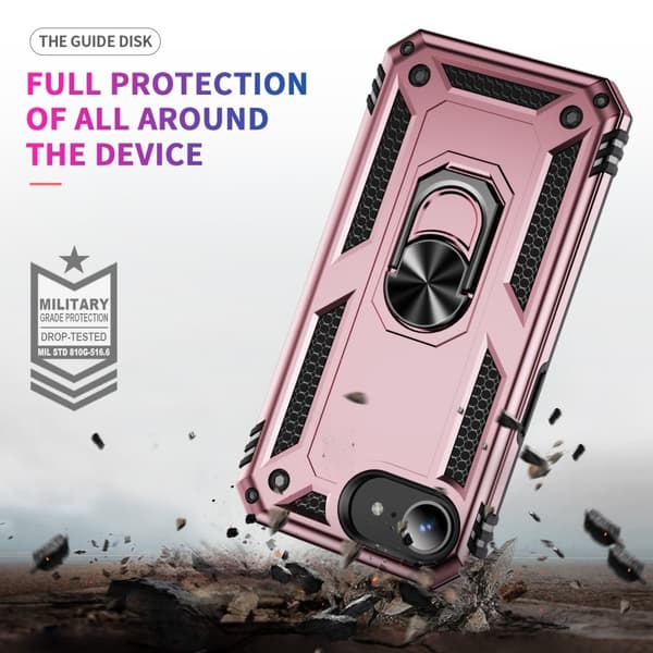 iPhone 16e Skal Shockproof Hybrid Ring Roséguld