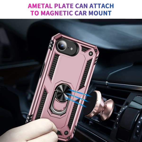 iPhone 16e Skal Shockproof Hybrid Ring Roséguld