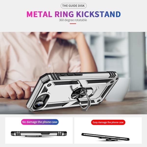 iPhone 16e Skal Shockproof Hybrid Ring Silver