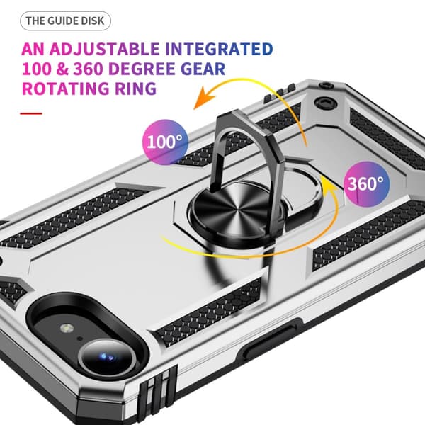 iPhone 16e Skal Shockproof Hybrid Ring Silver