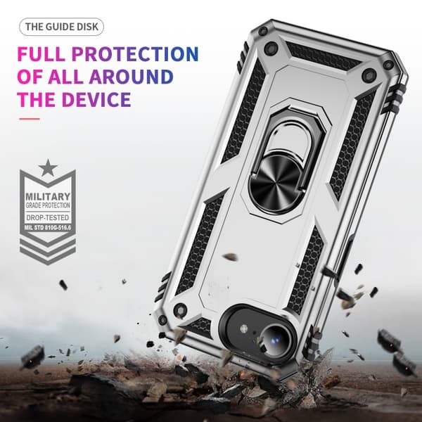 iPhone 16e Skal Shockproof Hybrid Ring Silver