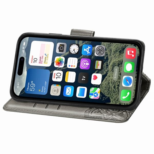 iPhone 16e Fodral Med Fjäril Tryck Grå