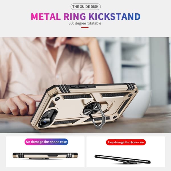 iPhone 16e Skal Shockproof Hybrid Ring Guld
