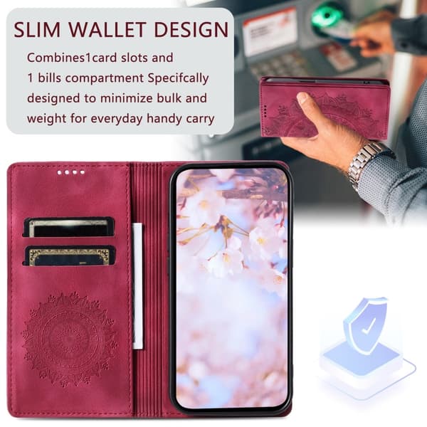 iPhone 16e Fodral Flip Mandala Läder Rosa