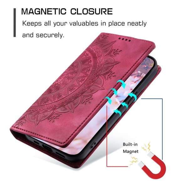 iPhone 16e Fodral Flip Mandala Läder Rosa