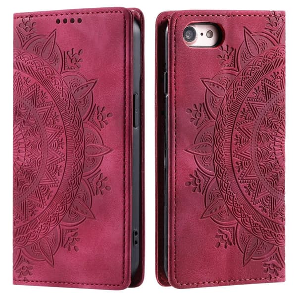 iPhone 16e Fodral Flip Mandala Läder Rosa