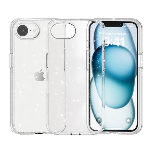 iPhone 16e Skal Glitter Shockproof Transparent