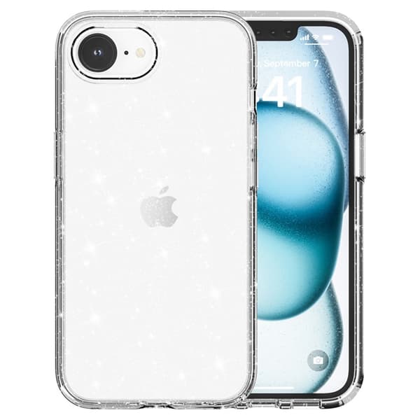iPhone 16e Skal Glitter Shockproof Transparent