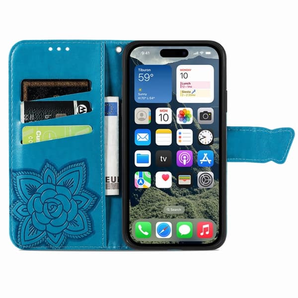 iPhone 16e Fodral Med Fjäril Tryck Blå