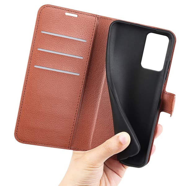 Motorola Moto G35 5G Fodral Litchi Läder Brun