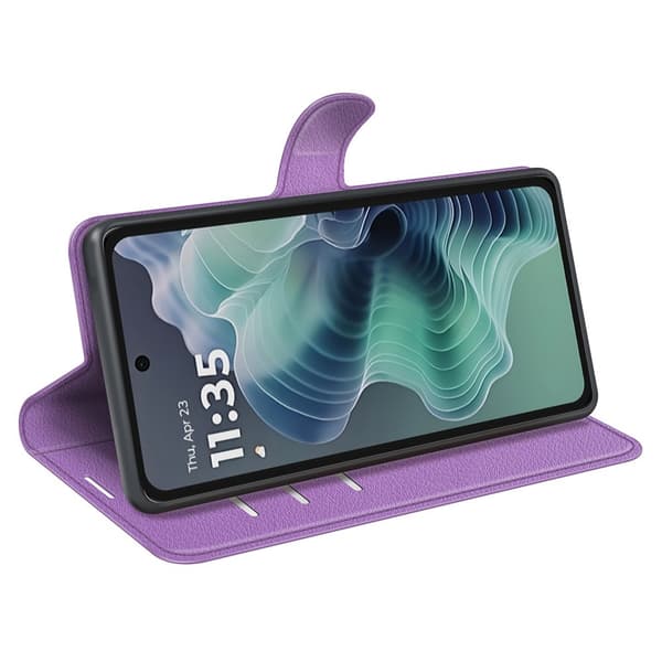 Motorola Moto G35 5G Fodral Litchi Läder Lila