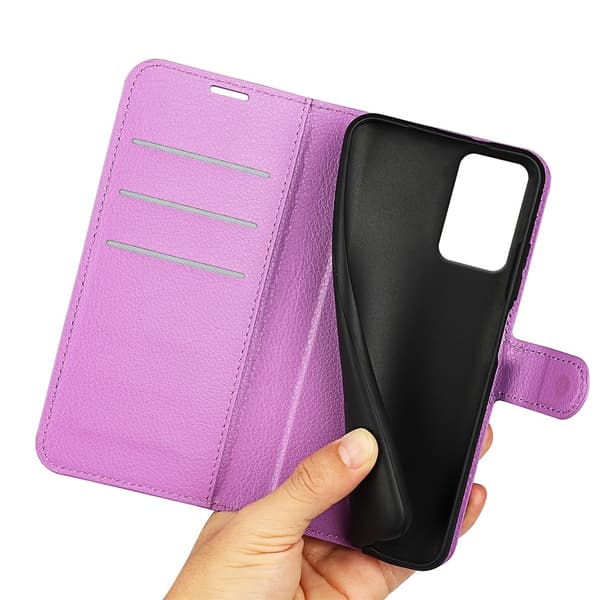 Motorola Moto G35 5G Fodral Litchi Läder Lila