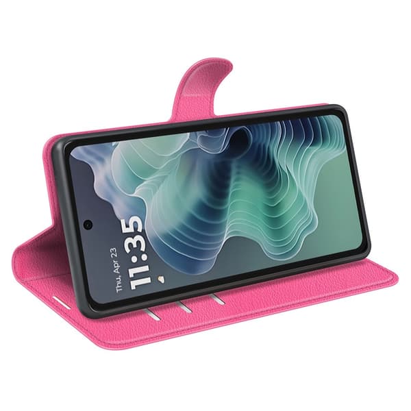 Motorola Moto G35 5G Fodral Litchi Läder Rosa