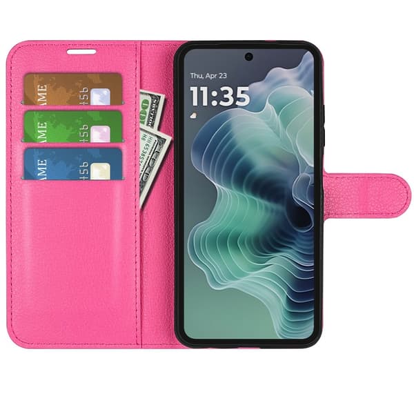 Motorola Moto G35 5G Fodral Litchi Läder Rosa