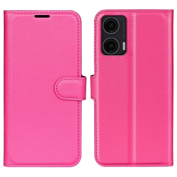 Motorola Moto G35 5G Fodral Litchi Läder Rosa