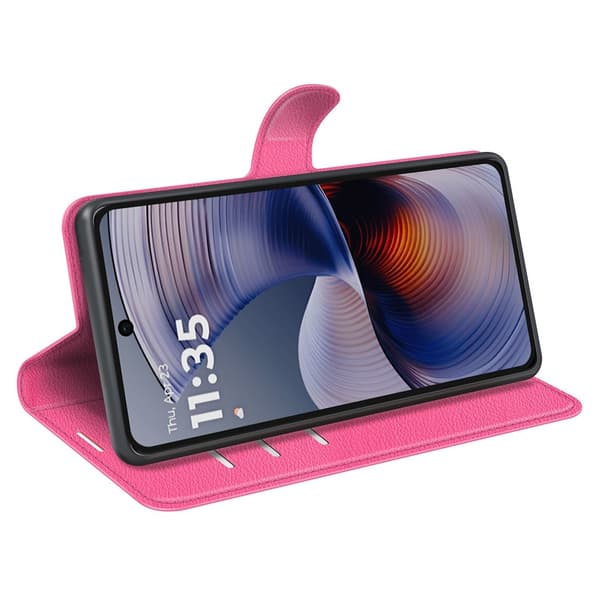 Motorola Moto G55 5G Fodral Litchi Läder Rosa