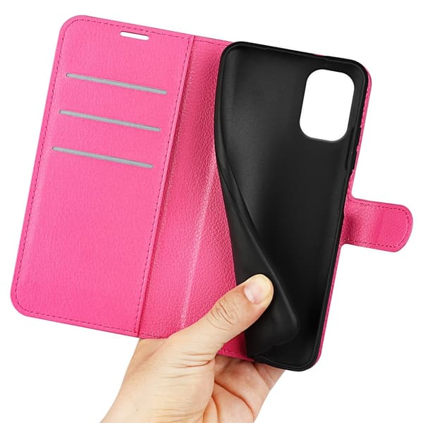 Motorola Moto G55 5G Fodral Litchi Läder Rosa