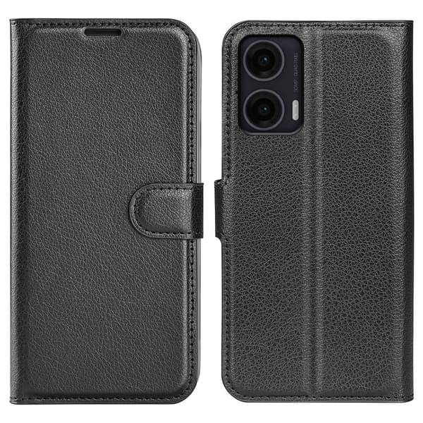 Motorola Moto G35 5G Fodral Litchi Läder Svart
