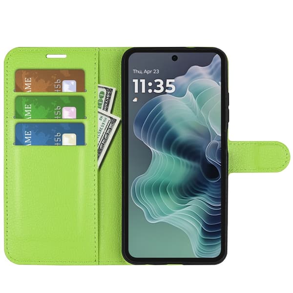 Motorola Moto G35 5G Fodral Litchi Läder Grön