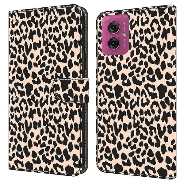 Motorola Moto G55 5G Fodral Läder Leopard