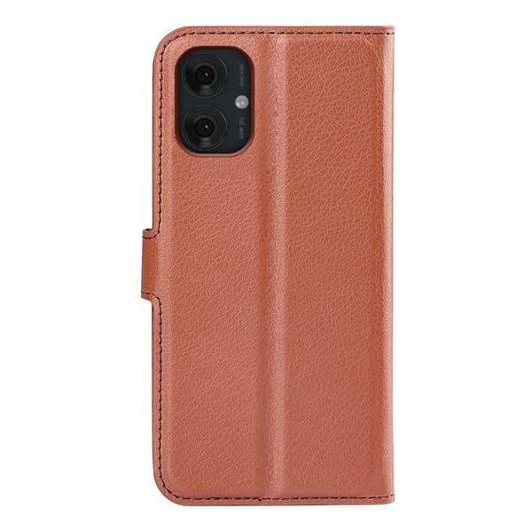 Motorola Moto G55 5G Fodral Litchi Läder Brun
