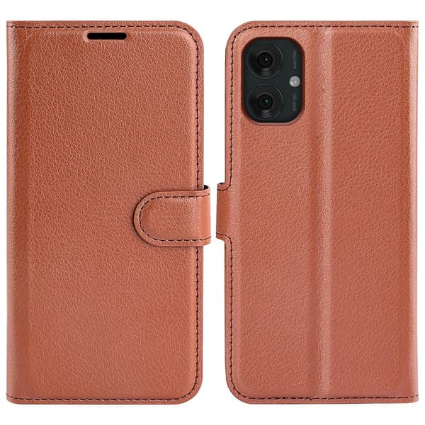 Motorola Moto G55 5G Fodral Litchi Läder Brun