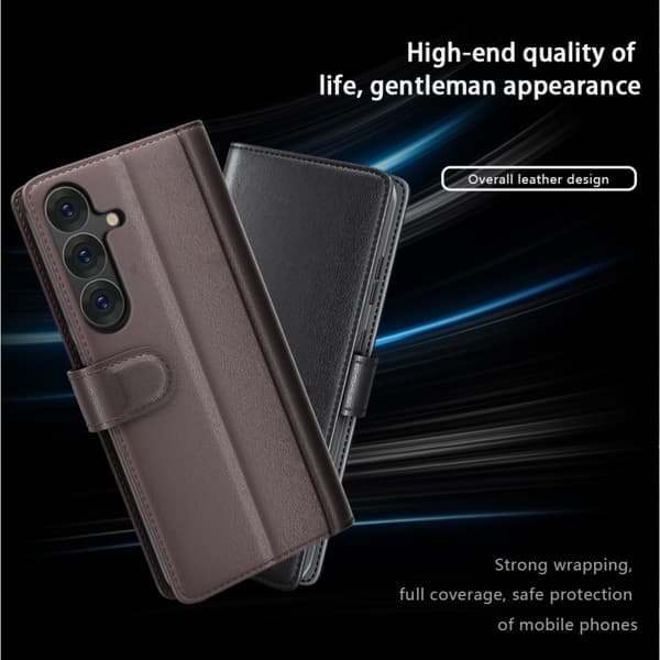 Samsung Galaxy S25 Fodral Premium Äkta Läder Brun