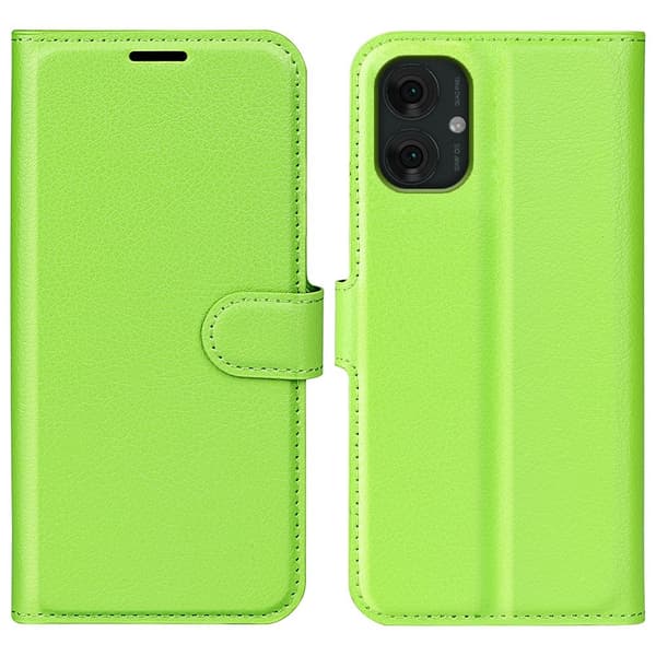 Motorola Moto G55 5G Fodral Litchi Läder Grön