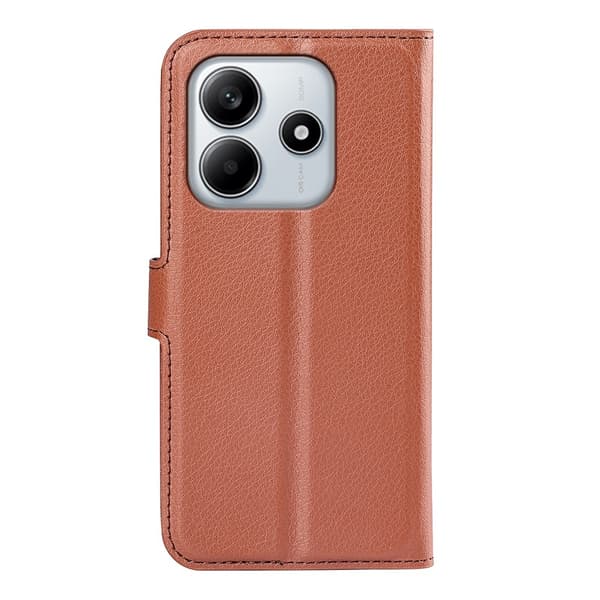 Xiaomi Redmi Note 14 4G Fodral Litchi Läder Brun
