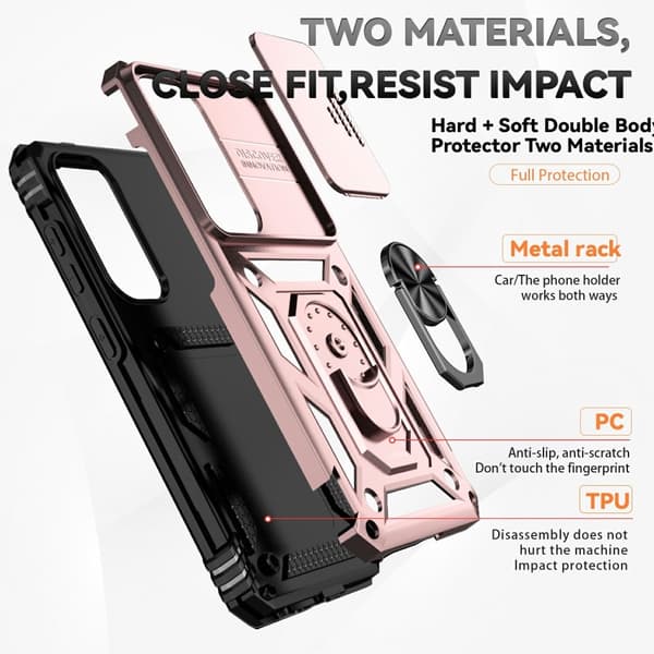 Samsung Galaxy S25 Plus Skal Hybrid Ring CamShield Roséguld